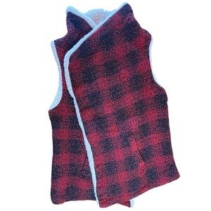 O Diva Buffalo Plaid Sherpa Lined Vest